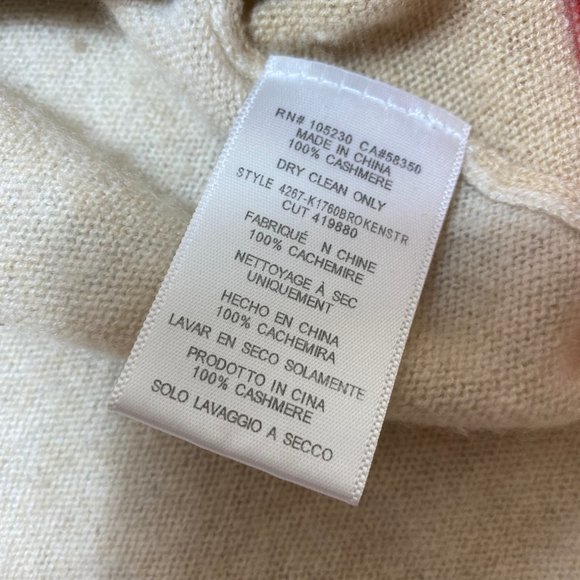 Joie Cashmere Broken Stripe Cream Red Sweater - Picture 11 of 14